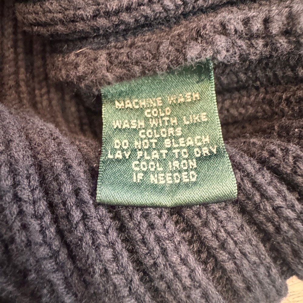 Lauren Jeans Company Ralph Lauren Black Ribbed Nautical Cardigan Medium M - Picture 5 of 9
